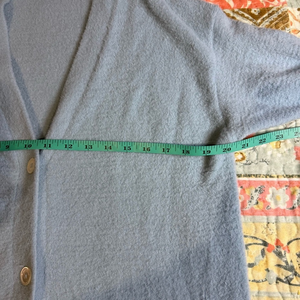 Aritzia Wilfred Blue Fuzzy Button-Up Cardigan XS Preppy Soft Hush Knit - Picture 13 of 14